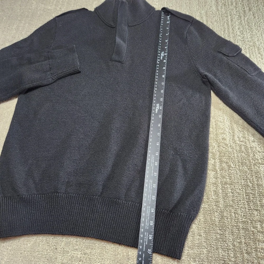 Banana Republic Combat Sweater Men Medium Wool Blend‎ Epaulets Cammando Black